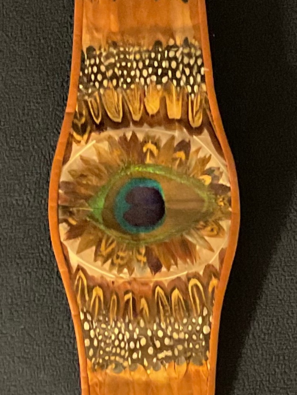 Vintage 1980s Feather Statement Belt – Peacock Eye Detail – Size S